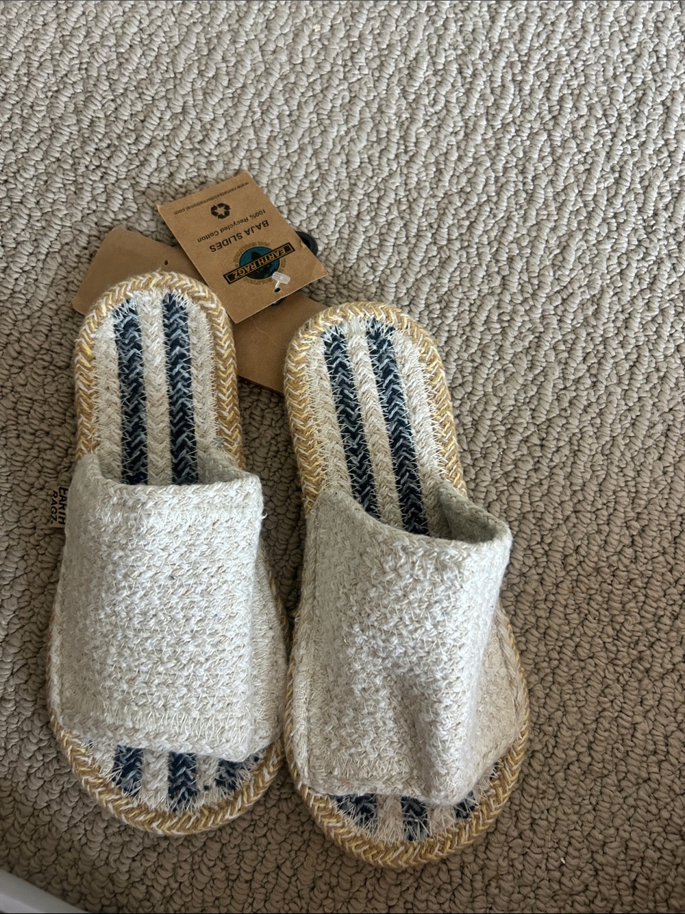 NWT Earth Ragz Baja Slides - Eco-Friendly Woven Striped Sandals
Size - Medium